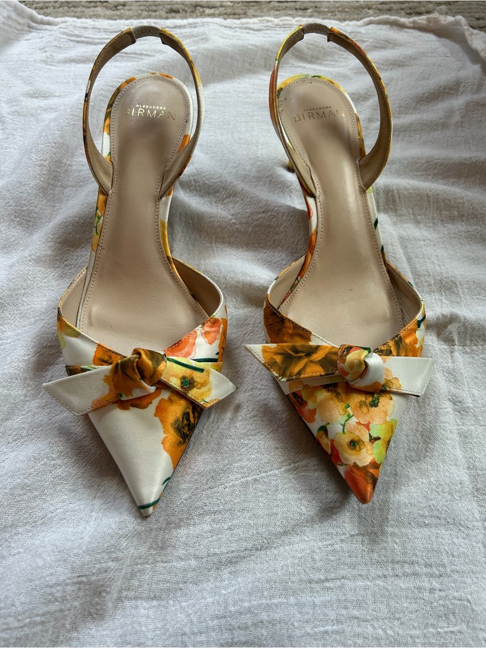 Alejandro Birman Women's Floral Pointed-Toe Slingback Heels in Yellow/White